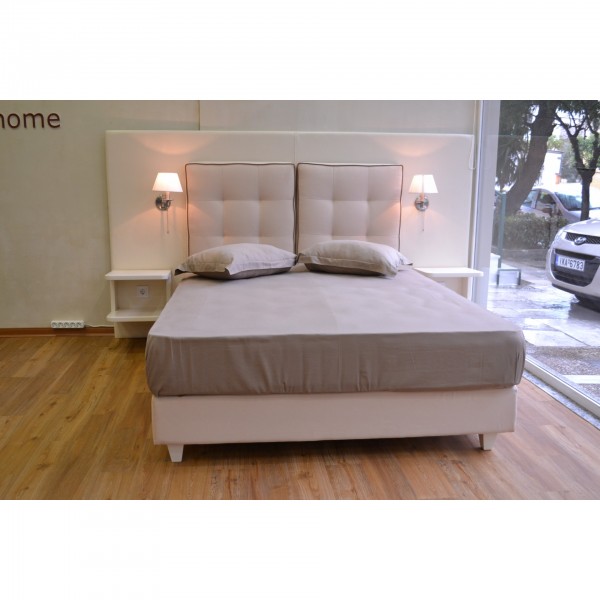κρεβάτι-Ταπετσαριες Σαλονιων - Ντυμένο κρεβάτι Line με καπιτονέ, ψηλό κεφαλάρι. Υφάσματα και διαστάσεις επιλογής σας.