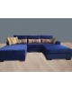 Ταπετσαριες Σαλονιων - Γωνιακός Καναπές Blue Π με πλούσια μαξιλάρια. Δυνατότητα επιλογής χρωμάτων και διαστάσεων.