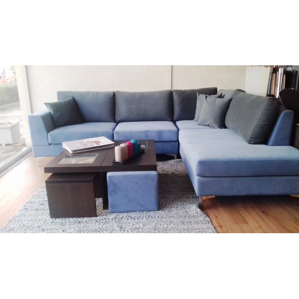 Ταπετσαριες Σαλονιων - Μοντέρνος γωνιακός καναπές Blue. Δυνατότητα επιλογής υφάσματος όπως και διαστάσεων.